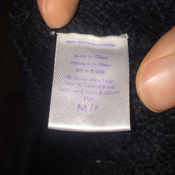 Black Knit Cotton Hat Beanie M/L - Picture 3 of 3